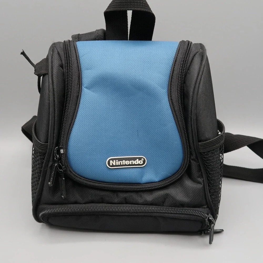 Nintendo Black Blue Mini Backpack Travel Case DS 3DS Bag Organizer